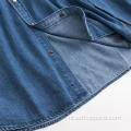 Modern Blauw Comfortabel Denim Shirt Met Lange Mouwen Voor Heren